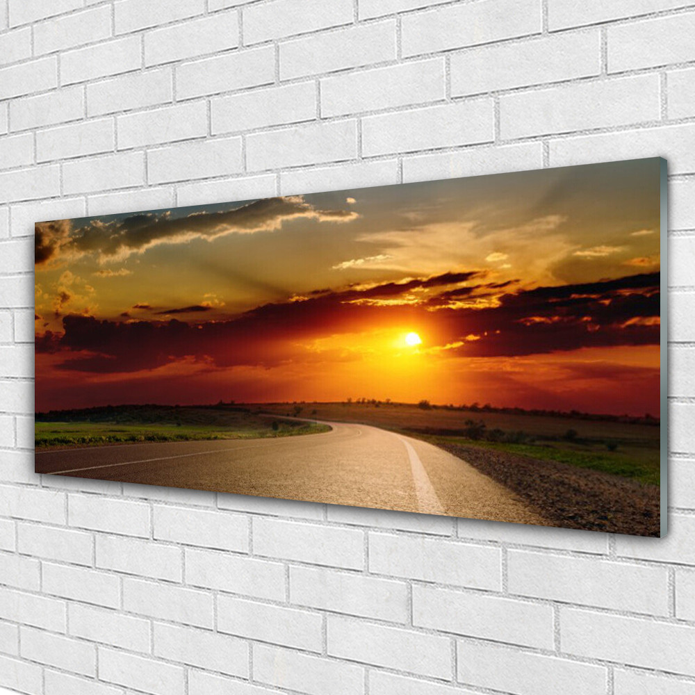 Tableau paysage coucher soleil 125x50 cm deco murale acrylique pour chambre