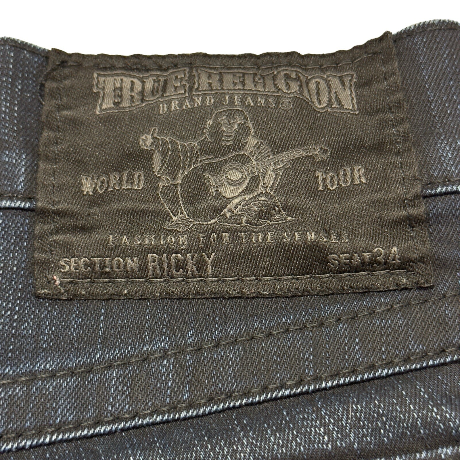 True Religion Womens 28 x 33 Ricky Black Label Straight Blue Black Jeans Denim thumbnail 7