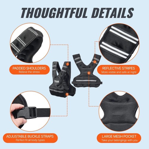 M.O.S Adjustable Weighted Vest 20-32lb Strength Training Running Men Women - Picture 5 of 12