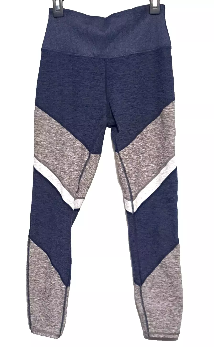 alo-yoga heathered gray colorblock athletic yoga athleisure leggings