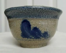 Vintage 1995 Rowe Pottery Cobalt Stoneware Primitive Ice Cream Cereal Bowl 4"