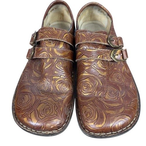 Alegria Alli Choco Rose Gold Tooled Clogs Leather Comfort Shoes All-572 sz 42 11 - Picture 6 of 16