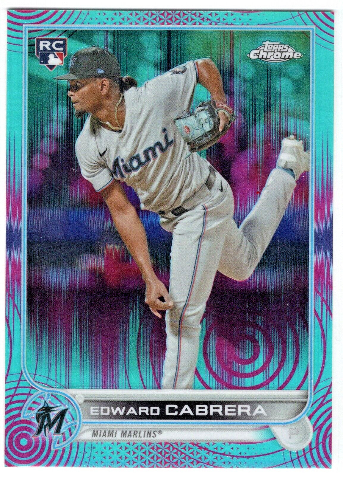 2022 Topps Chrome Sonic Aqua Pink Refractors #64 Edward Cabrera Marlins 174/199