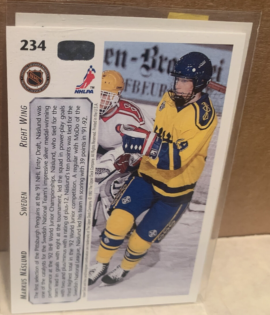 1992-93 Upper Deck Markus Naslund Rookie Card #234 Vancouver
