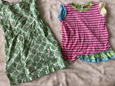 Hanna Andersson Lot Of 2 Dress Green Shirt Stripe Size 110 size 5 girls