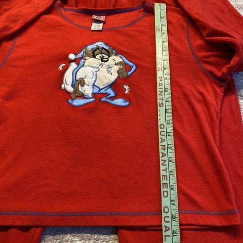 Vintage Looney Tunes Taz Pajamas Tasmanian Devil PJs Red Womens Large 2 Pc EUC - Picture 7 of 12