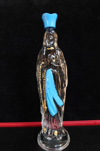 The HOLY VIRGIN MARY glass statue 23 cm with 105 ml Miraculeus Lourdes Water - Picture 4 of 6