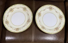 Noritake China Greenbriar Pattern 10" Dinner Plates Floral Gold Trim 1930s #4730