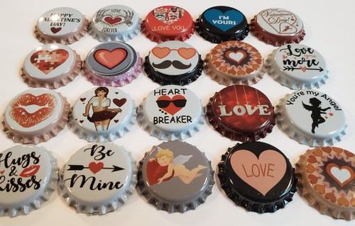 100 Valentine's Homebrew Beer Bottle Crown Caps Valentine's Decoration Home Brew - Picture 5 of 7