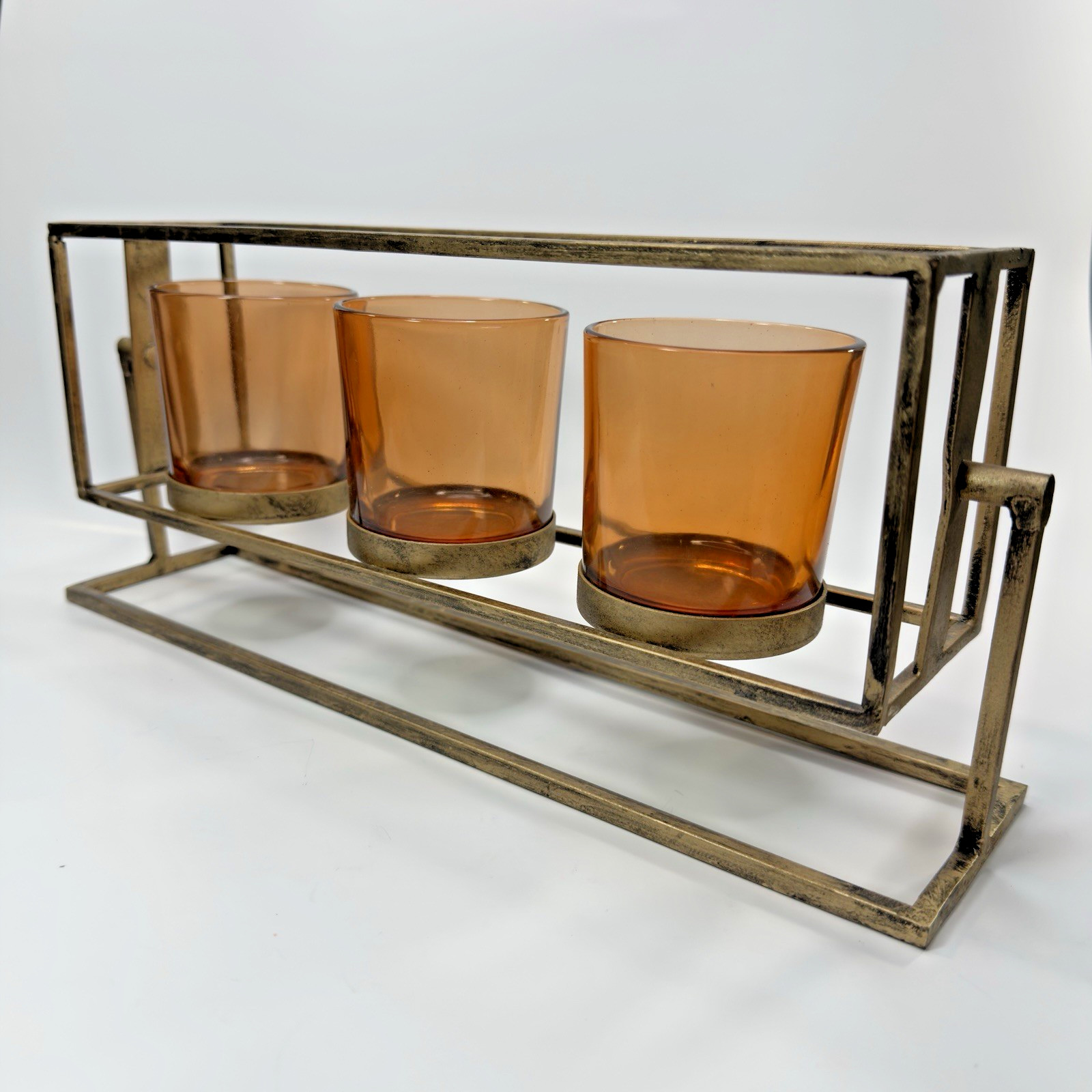 With Aged Amber Glass In Brushed Bronze Color New