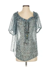 Moda International Women Blue Short Sleeve Blouse S