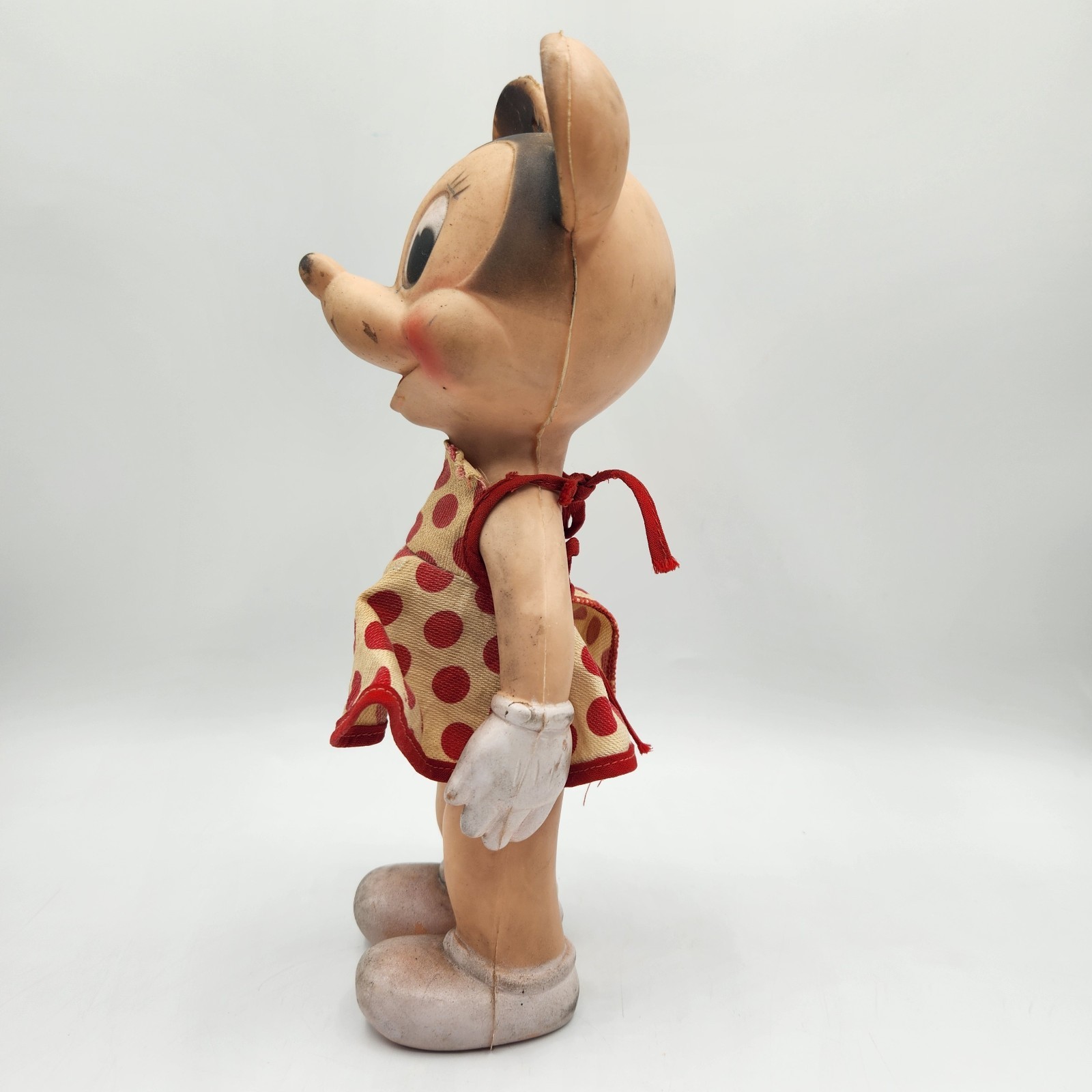 Vintage 1950s Minnie Mouse 10 Inch Rubber Squeeze Doll Sun Rubber Company