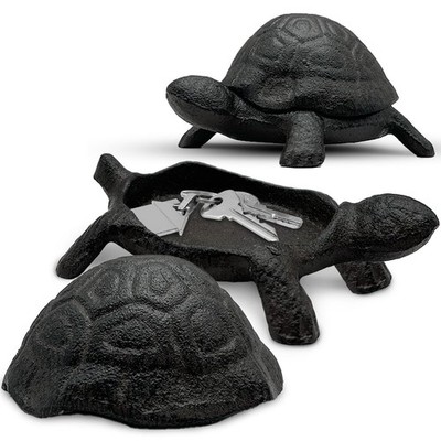 AZ-Homey Cast Iron Turtle Key Hider - Outdoor Dark Gray Or Black Metallic