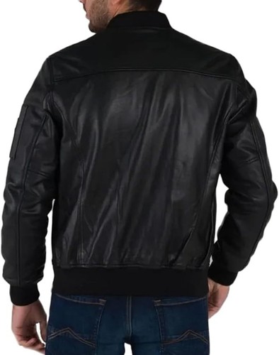 SCHOTT NYC MEN'S LEATHER BOMBER JACKET LC BOMB (MEDIUM) BLACK BNWT * RRP £335 * - Picture 3 of 11