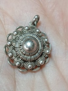 Antique Sterling Silver Double Zeeland Knot Pendant Filigree Dutch Button 