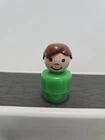 Vintage Fisher Price Little People Whoops Green Boy With Brown Hair