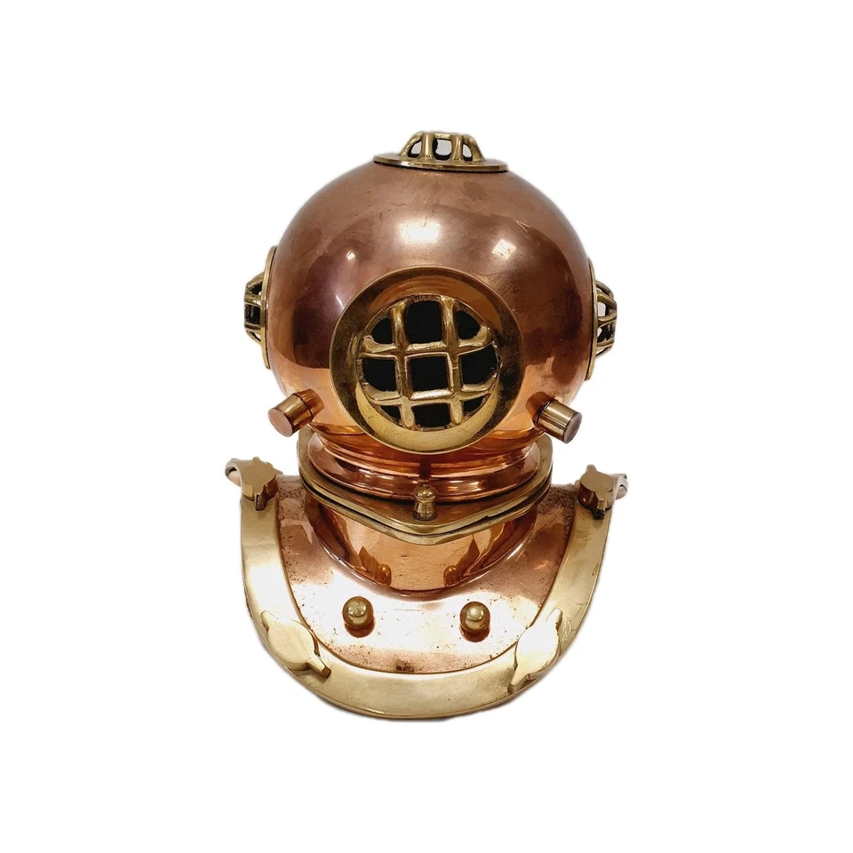 Vintage Old Antique Brass & Copper Diver Helmet 9"  Replica Ornament (11) - Image 2 of 4
