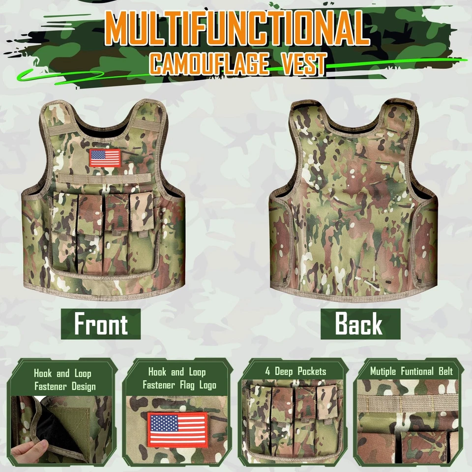 Disfraz del Ejército para Niño, Niños Disfraces Militares con Chaleco Militar, Niño Soldado... Foto 3 de 4