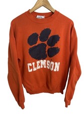 Vintage 90  s Clemson Tigers Men  s Orange Crewneck Sweatshirt Size XL Made USA