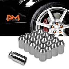 M12X1.5 Gunmetal JDM Closed End Acorn Wheel Lug Nuts+Extension 25mmx35mm 20Pc