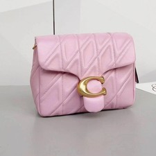 Coach Leather Times Square Tabby Shoulder Bag Quilted Brass/Pink CW629 NWT