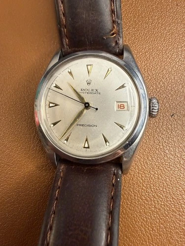 Rolex Oysterdate Precision Ref 6094 Men's Vintage Stainless Steel Watch 34mm