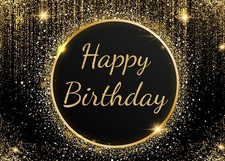 SJOLOON Birthday Backdrop Gold Photo Backdrop for Men Women Birthday Party Decor