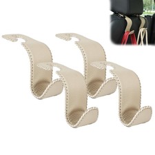 Amooca Car Seat Headrest Hook Hanger Leather  Metal - 4 Pack Universal Vehicle