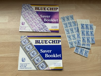 Vintage 2x Blue Chip Saver Hefte voll + einige Briefmarken