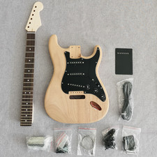 Diy electric st guitar kit 1pc canada maple neck 2pc mahogany body bone nut