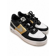 Nike Air Force 1 Low GS Black Gold White Sneakers Youth Size 5Y