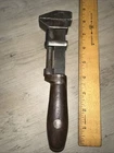 Antique Coes Adjustable Monkey Wrench  Worcester Mass USA 8” Wood Handle
