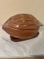 Vintage Wooden Walnut Shaped Nut Cracker Bowl with Pick Holder