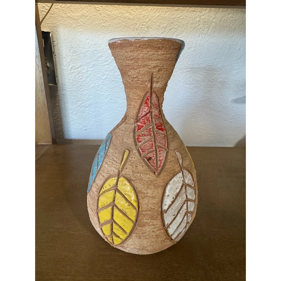 Jarrón vintage de hojas de cerámica italiana estilo Fratelli Fanciullacci MCM Foto 3 de 4