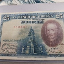 banknote Spain 25 pesetas August 1928 Madrid