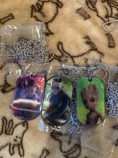 3x Marvel 3D Dog Tags Necklace - Groot, Valkyrie, Kaecilius