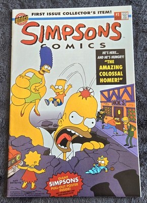 Simpsons Comics # 1  1993 Bongo Comics With Bound in Poster 9.0 To 9.4 CLEAN 