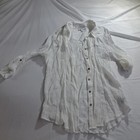 AB STUDIO Women 0X White Crinkle Button Front Blouse Embroidered Yoke Size 0X — photo 2