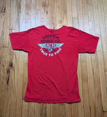 Volcom Shirt Mens Large Red Graphic Short Sleeve Skateboarding Skater