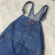 Dickies Dungarees Adult 40x30 Blue Overalls Bib Denim Work Wear Carpenter Mens*