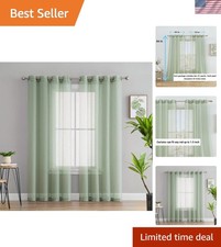 2 Piece Semi-Sheer Voile Window Curtain Grommet Panels for Bedroom  Living R...