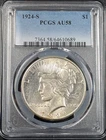 1924-S Peace Silver Dollar $1 - PCGS AU58 BETTER DATE!