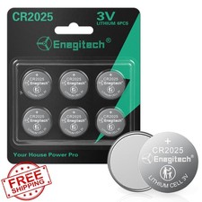 Enegitech CR2025 Lithium Coin Batteries 3V for Key Fobs (6 Pack)