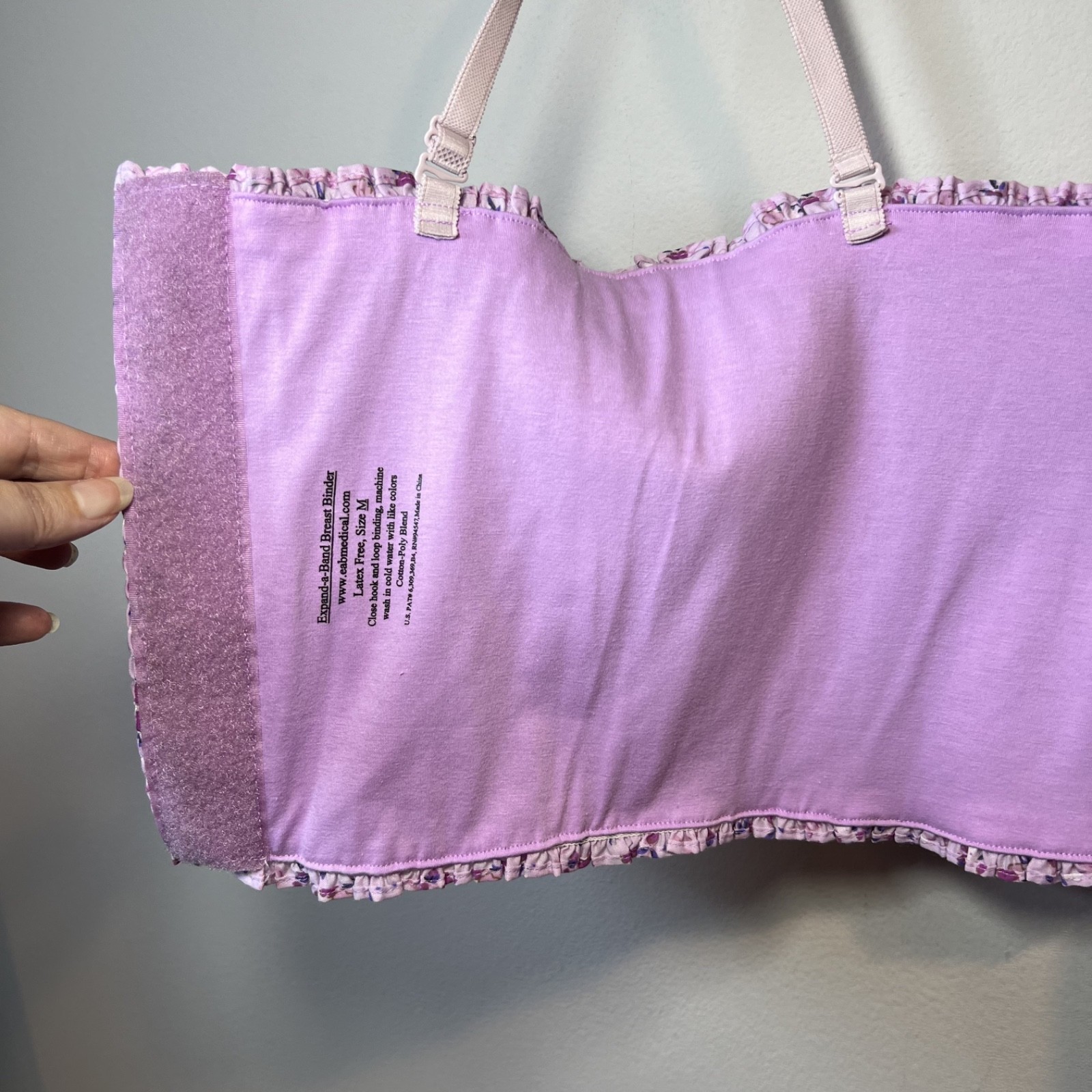Expand-A-Band Breast Binder Lavender Floral Lined Post Surgical Dry Release  Med