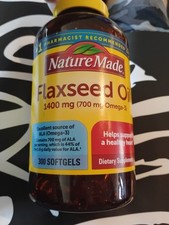 Nature Made Flaxseed Oil 1400 mg, 300 Softgels Jumbo Container New Sealed