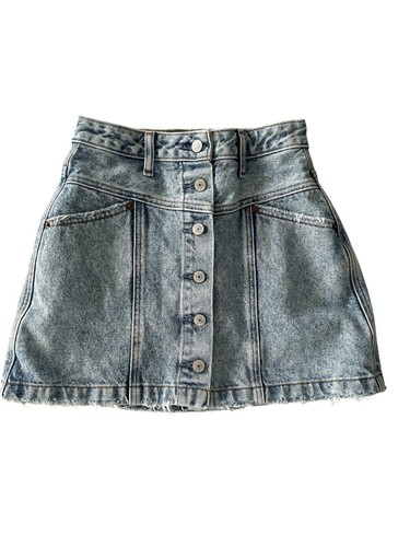 VTG Y2K Abercrombie & Fitch Micro Mini Jean Skirt Sz 24/0 Acid Wash Grunge