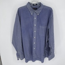 Chaps Men's Blue White Gingham Twill Long Sleeve Button Up Dress Shirt Size XXL