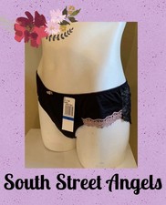 VINTAGE FELINA 730577 BLACK PINK TRICIA SATIN LACE BOYLEG PANTIES SIZE XL