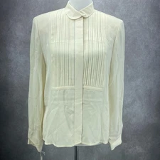 Vintage 80/90s Carlisle 100% Silk Pleated Front Women's Sz 6 Blouse Top READ NWT