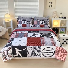 7 Piece Baseball Comforter Set Bed in A Bag Queen Size 3D Softball Sports Bed...